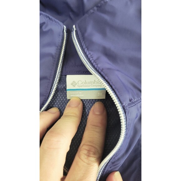 Columbia Women’s Windbreaker Jacket 3X – Blue Zip Up with Tuckaway Hood - Picture 2 of 4